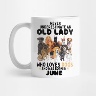Never Underestimate An Old Lady Who Loves Dogs And Was June Mug